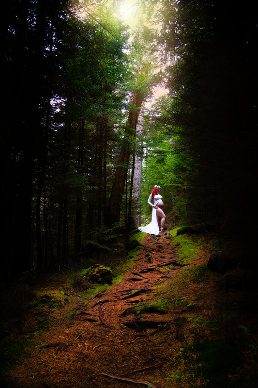 That Blissful Balance - Fairy Queen Maternity Photoshoot in Monhegan Island Forest